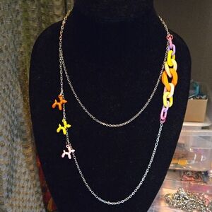 Hand Crafted Multicolor Balloon Dog Necklace